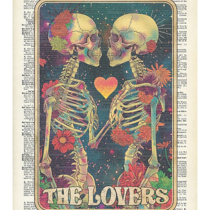 Skeletons The Lovers Tarot Dictionary Art Print