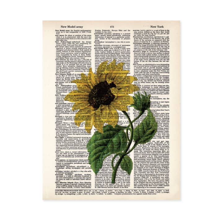 Sunflower Dictionary Art Print