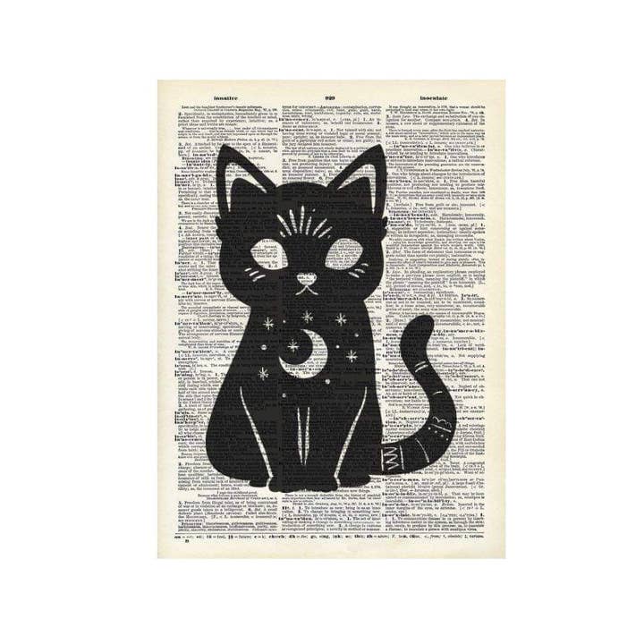 Black Cat Magic Celestial Dictionary Art Print