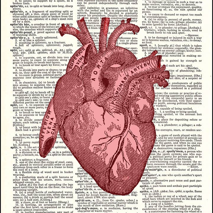 Red Human Heart Dictionary Art Print