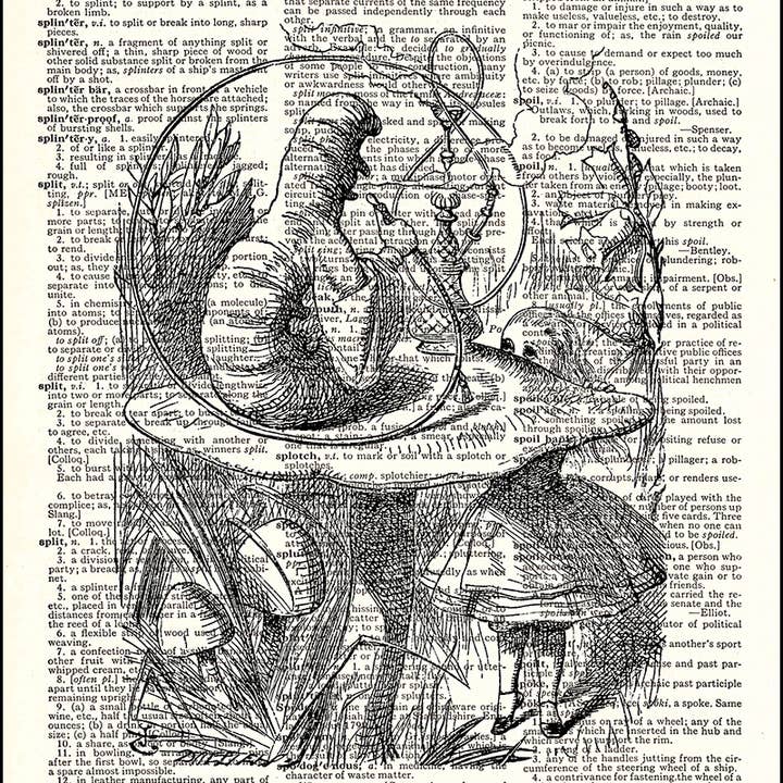 Alice and the Caterpillar Dictionary Art Print