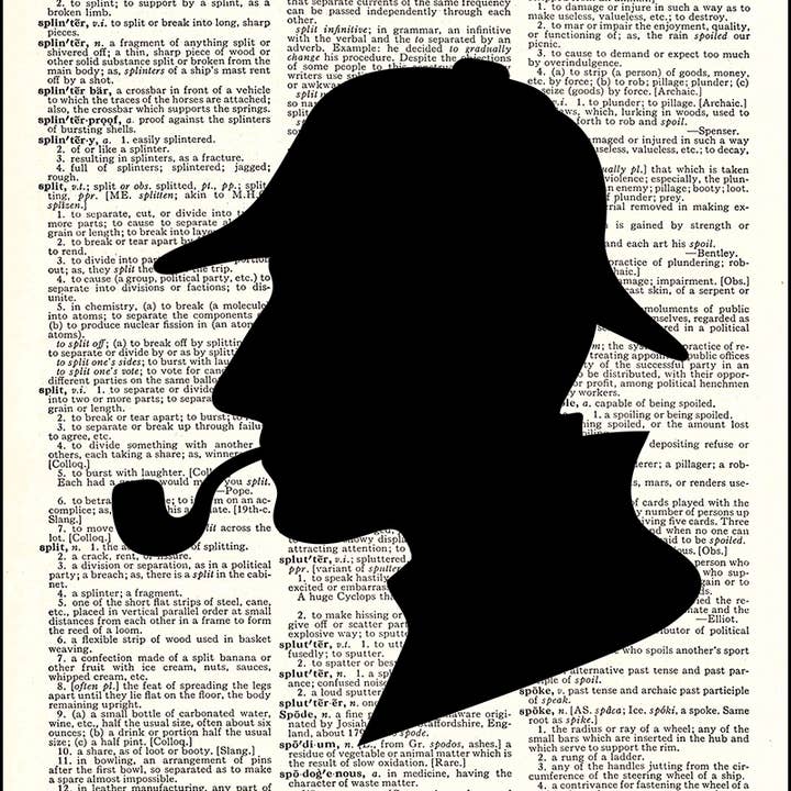 Sherlock Holmes Silhouette Dictionary Art Print
