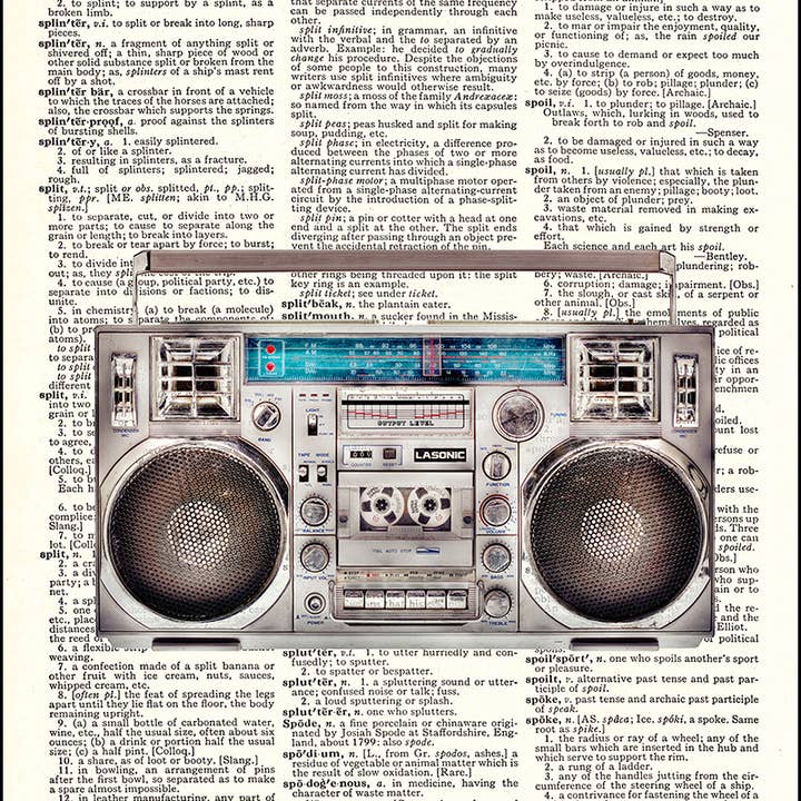 Boom Box Radio Dictionary Art Print