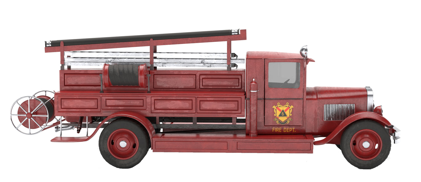 Antique Fire Truck 3 Piece Linked Dictionary Art