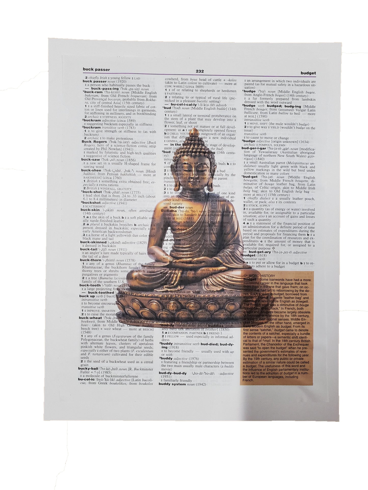 Golden Buddha Dictionary Art Print