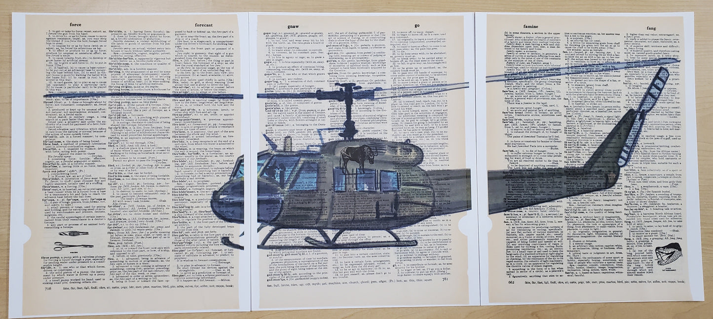 Helicopter Huey 3 Piece Linked Dictionary Art