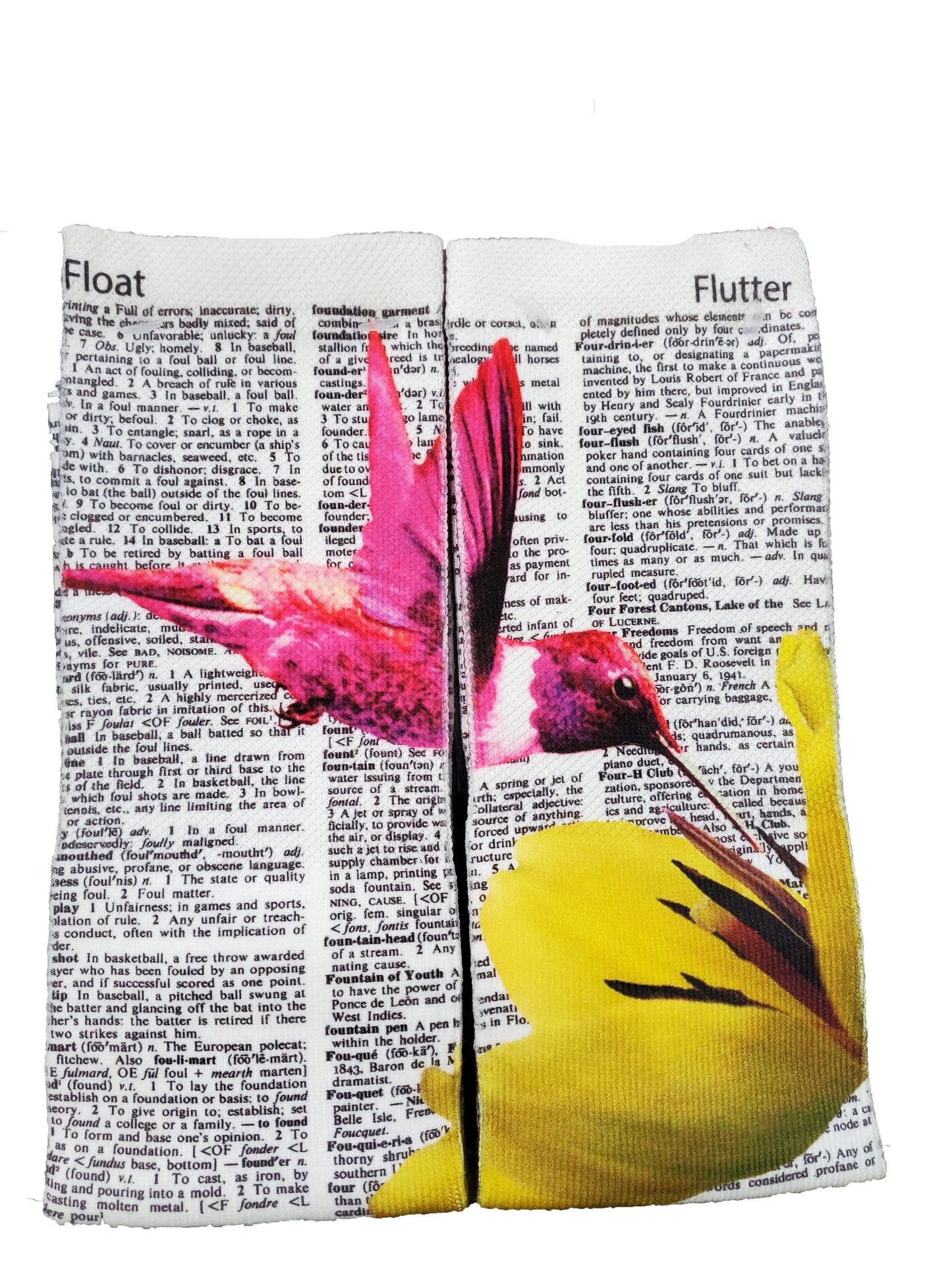 Wearable Hummingbird Unisex Dictionary Art Socks
