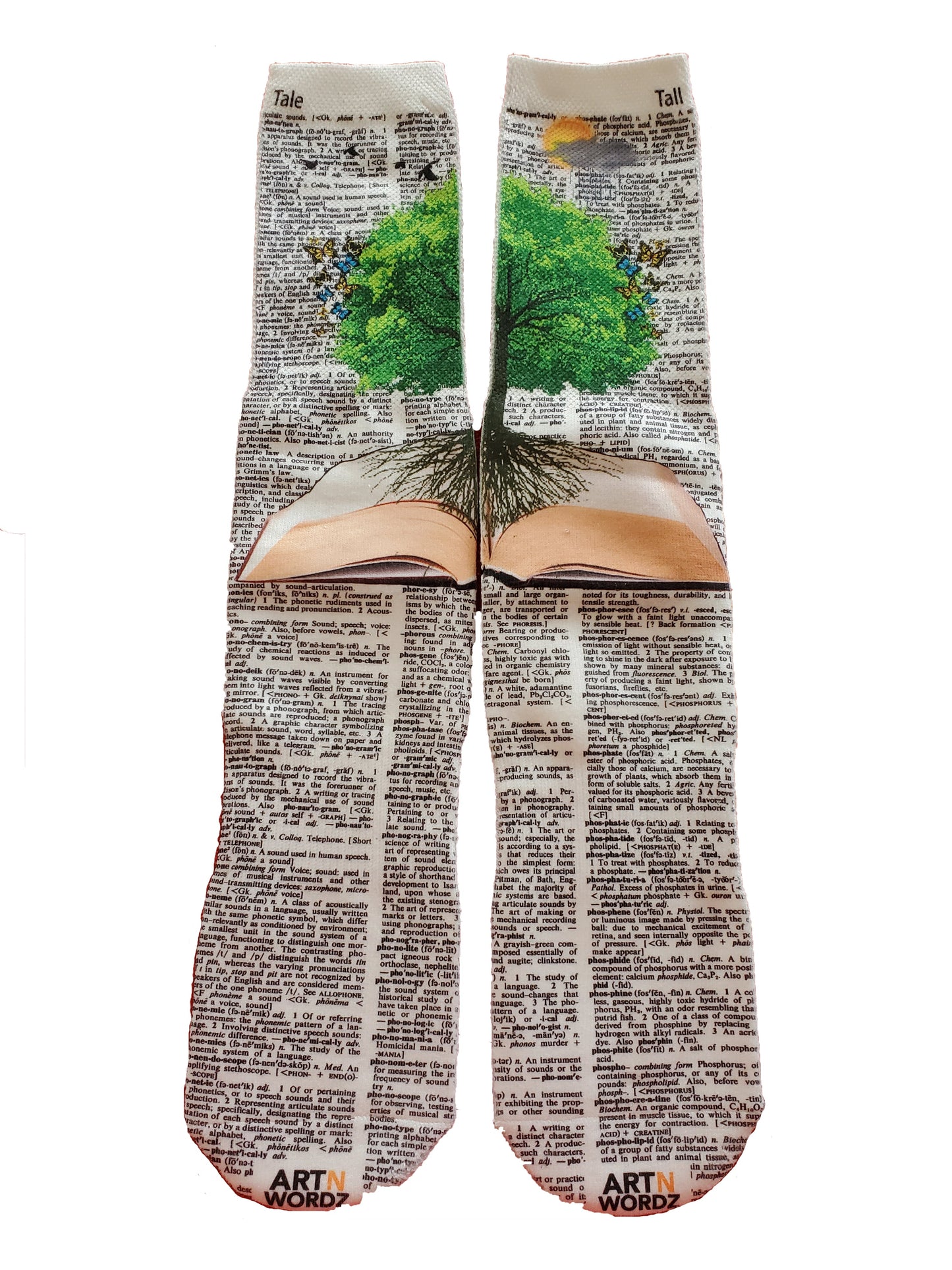 Wearable Nature’s Story Unisex Dictionary Art Socks