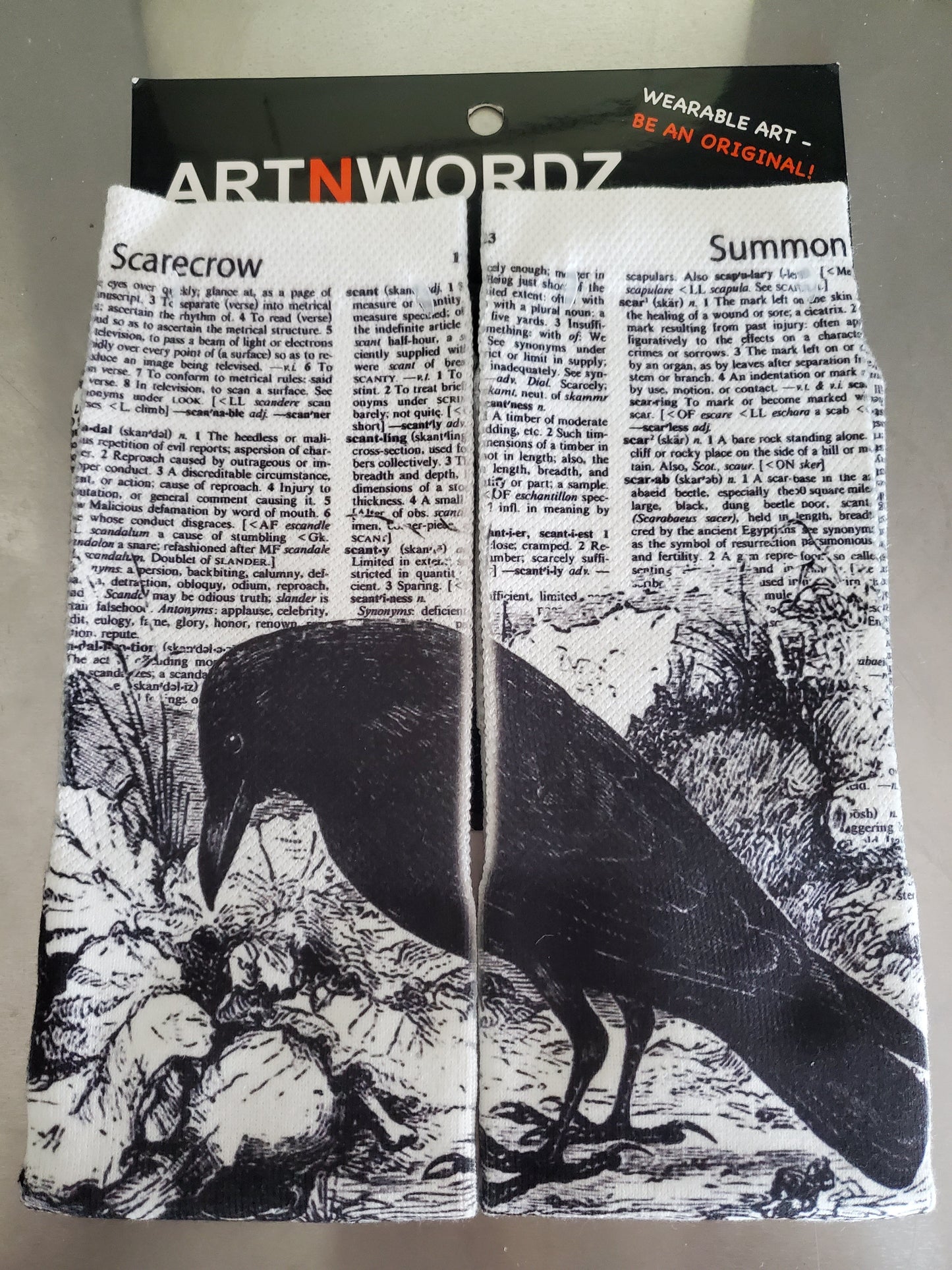 Wearable Raven Unisex Dictionary Art Socks