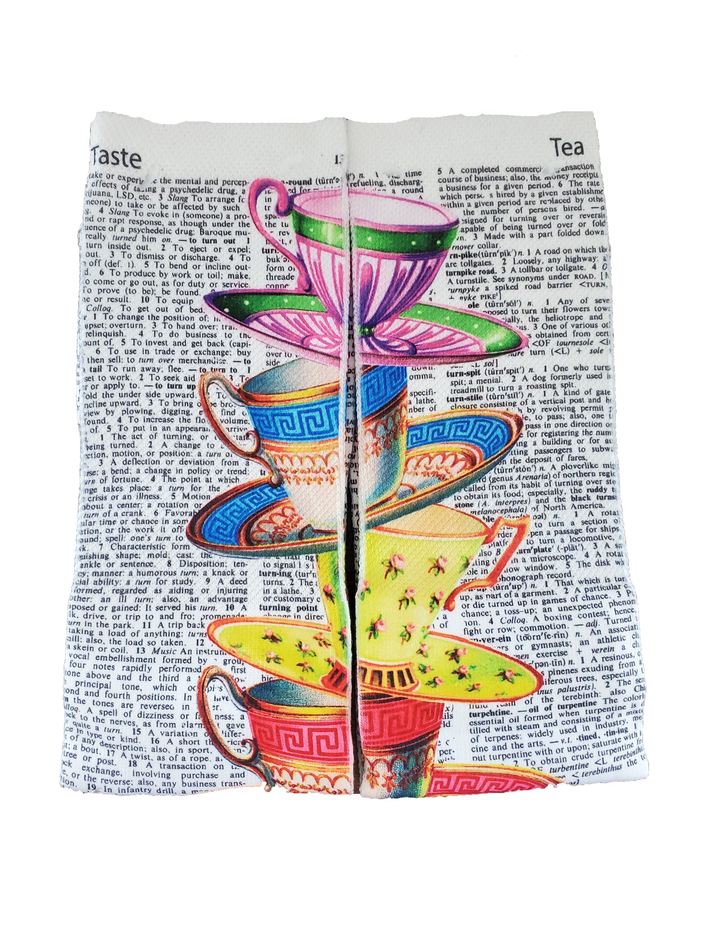 Wearable Stacked Teacups Unisex Dictionary Art Socks