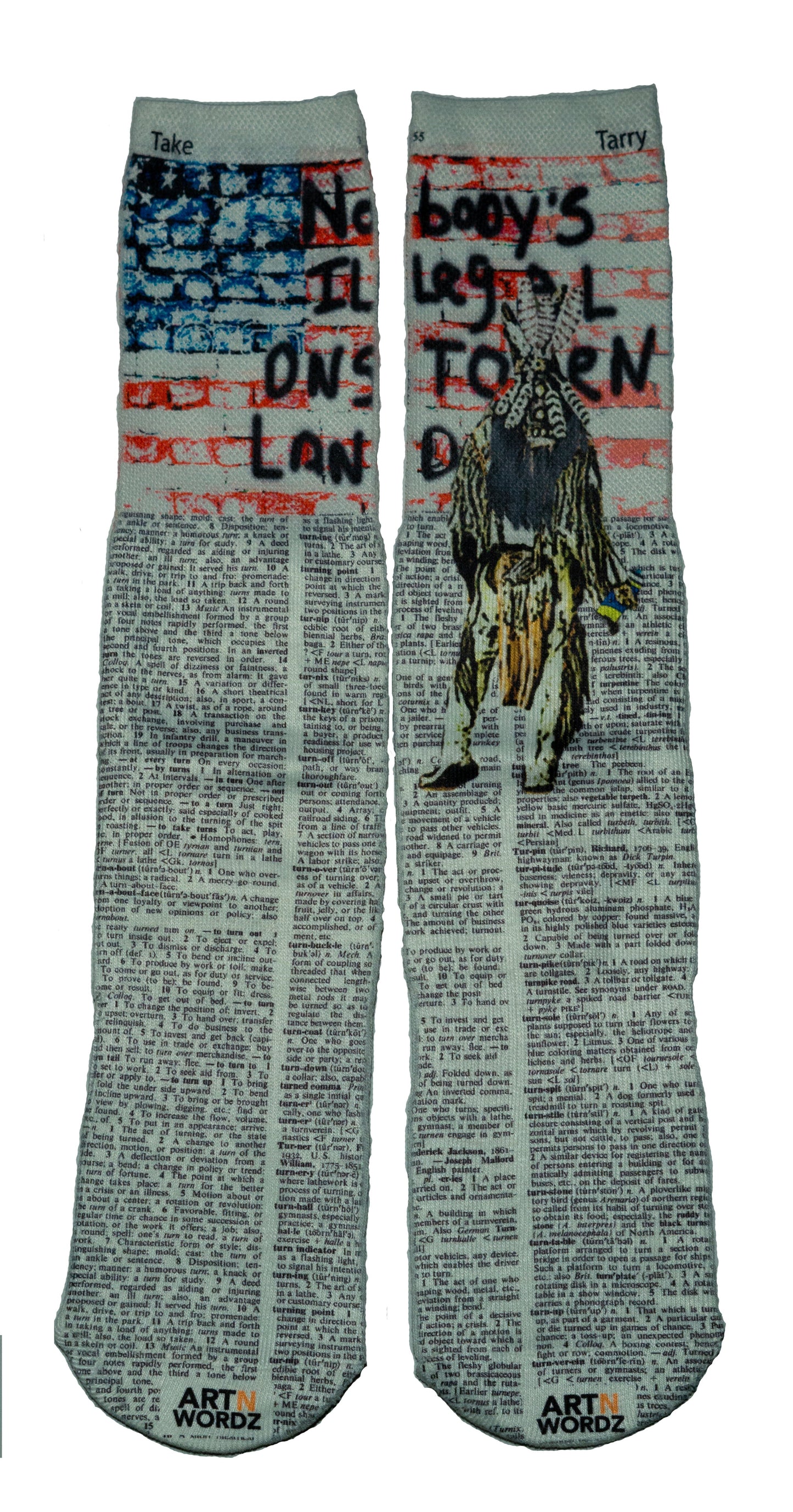 Wearable Nobody's Illegal on Stolen Land Unisex Dictionary Art Socks