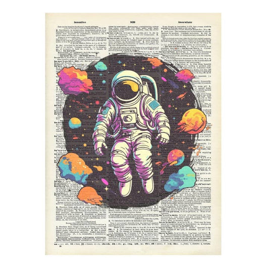 Space Planets Astronaut Vintage Dictionary Art Print