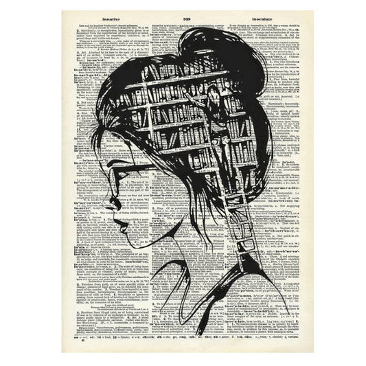 Girl Books Dictionary Art Print