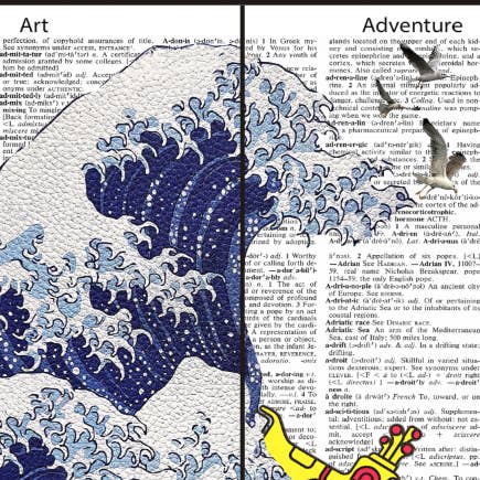 Wearable Nautical Adventure Waves with Submarine Unisex Dictionary Art Socks