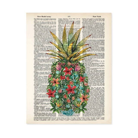 Pineapple Monstera Tropical Dictionary Art Print