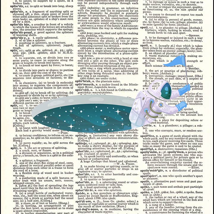 Astronaut Explorer Dictionary Art Print