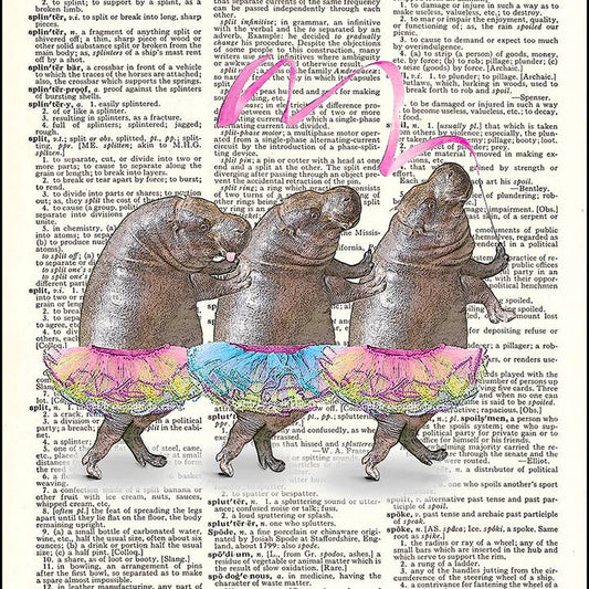 Hippos in Tutus Dictionary Art Print