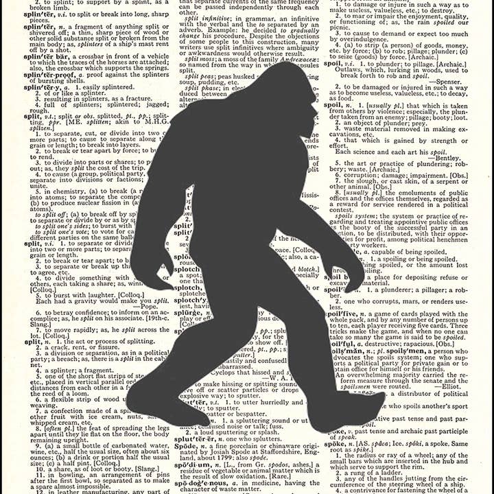 Sasquatch Silhouett Big foot Dictionary Art Print