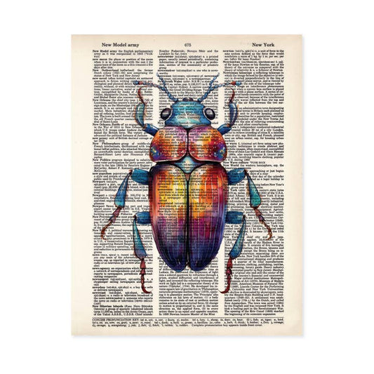 Colorful Beetle Dictionary Art Print