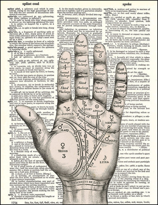 Palm Reader Hand Dictionary Art Print