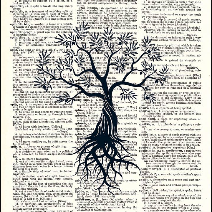 Tree Silhouette Dictionary Art Print