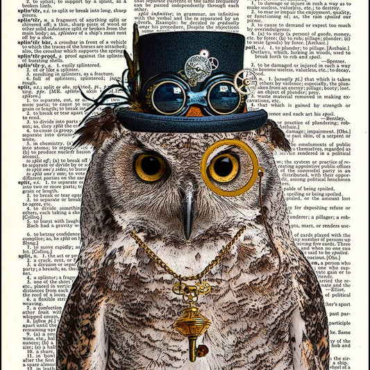 Steampunk Owl Dictionary Art Print