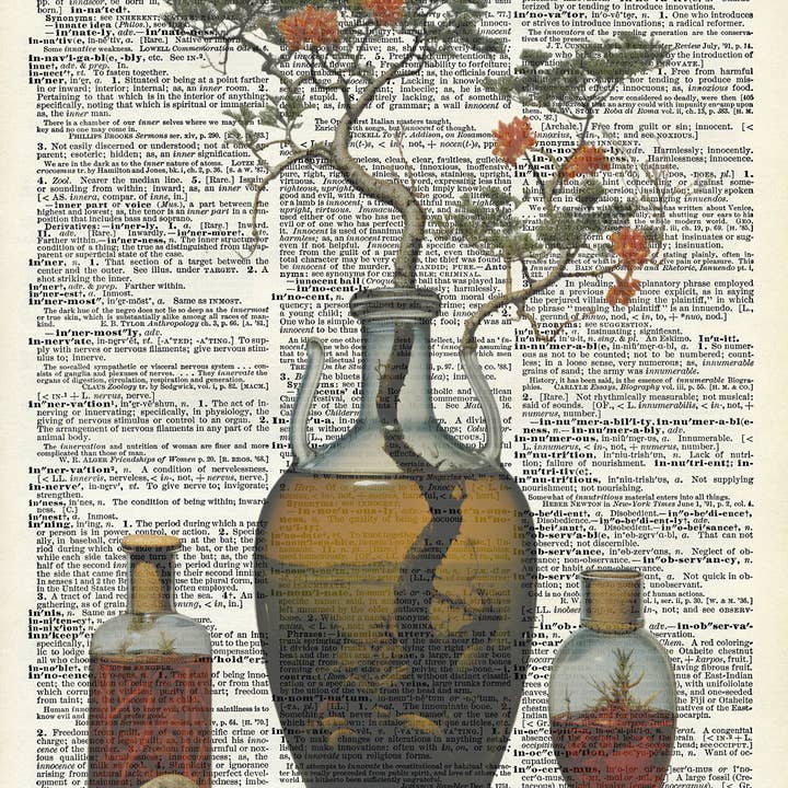 Cherry Blossom Floral, Tree, Glass Dictionary Art Print