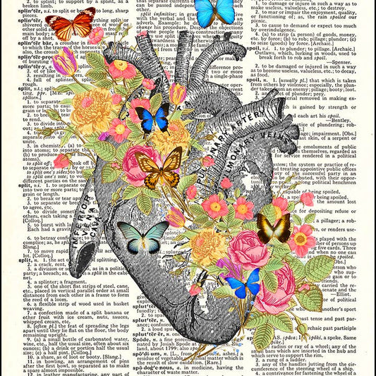 Hearts with Flowers Dictionary Art Print