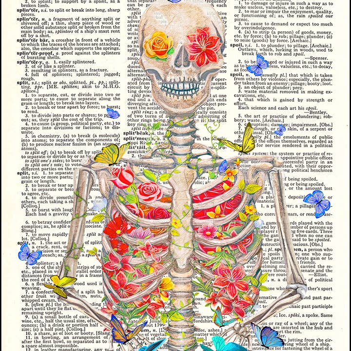 Blooming Skeleton Dictionary Art Print