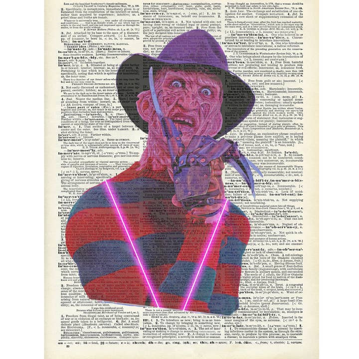 Freddy Kruger, Horror, Halloween Vintage Dictionary Art Print