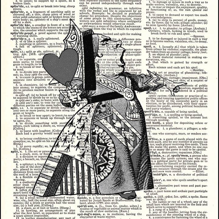 Queen of Hearts Alice in Wonderland Dictionary Art Print