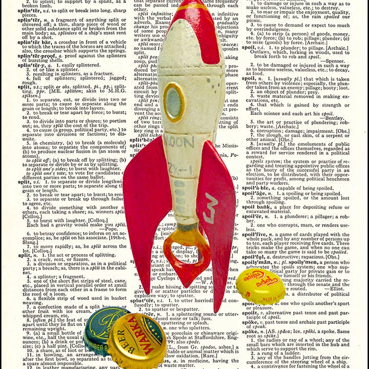 Rocket Bottle Opener Dictionary Art Print