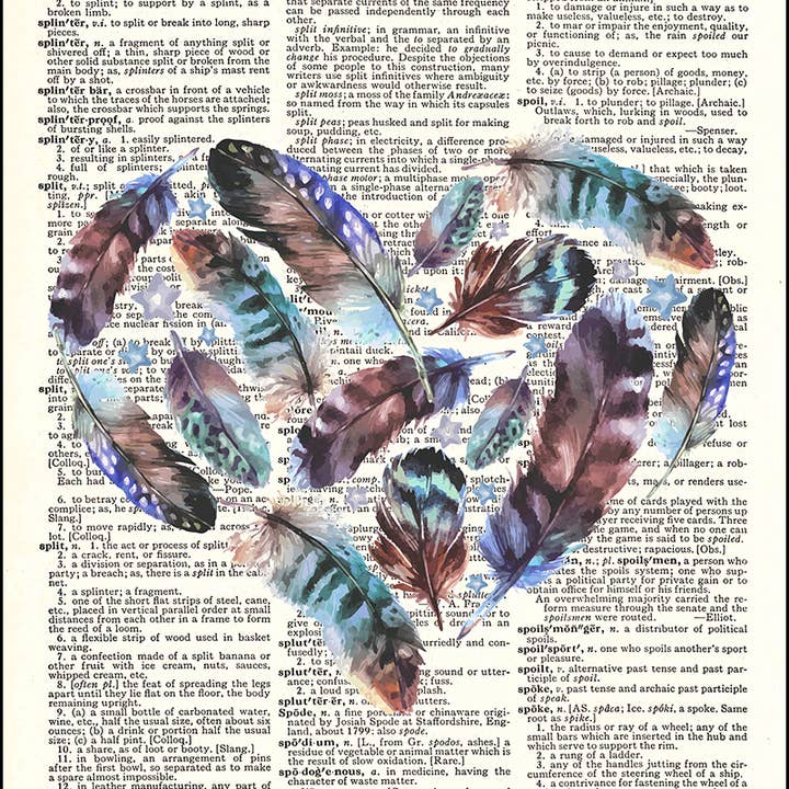 Feather Heart Dictionary Art Print