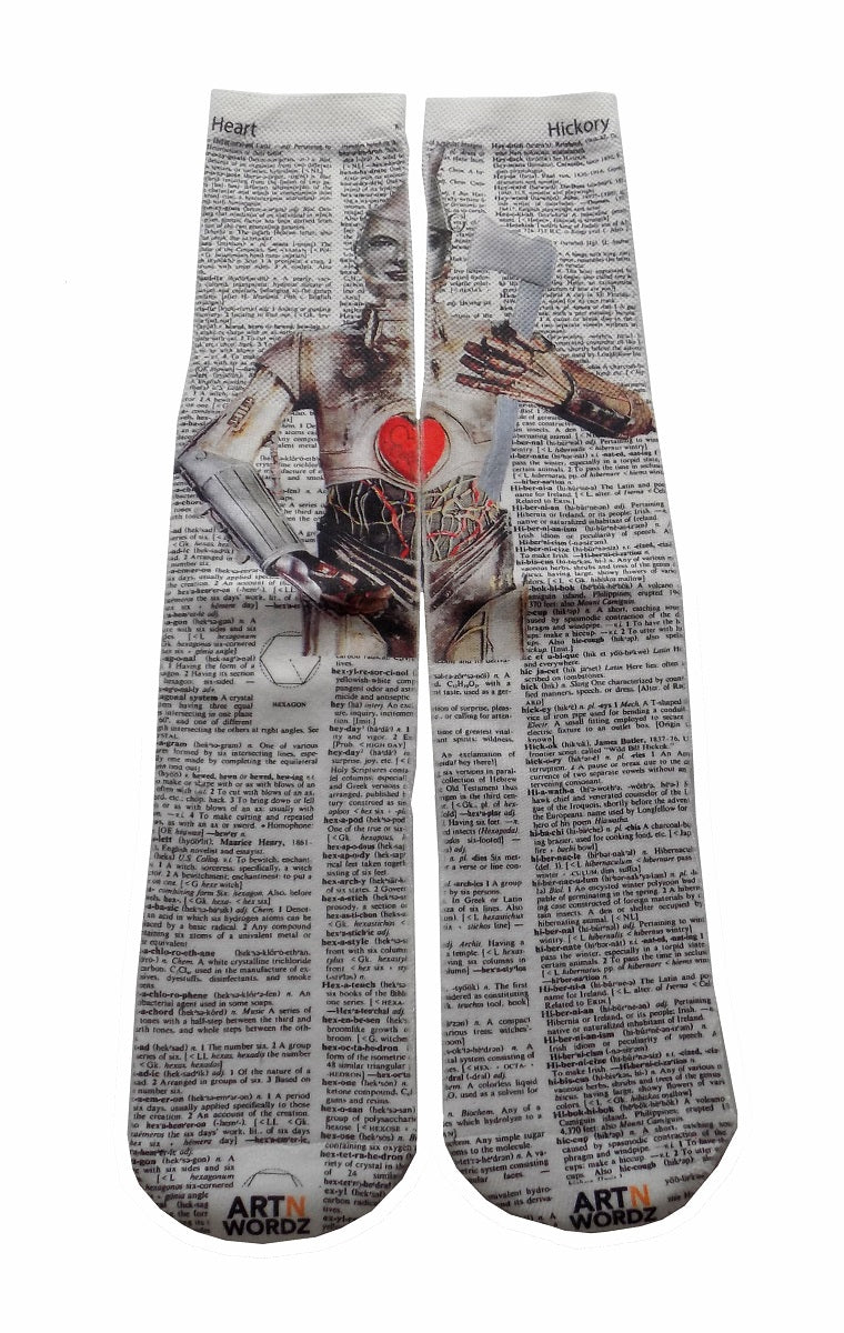 Wearable Tin-3PO Unisex Dictionary Art Socks