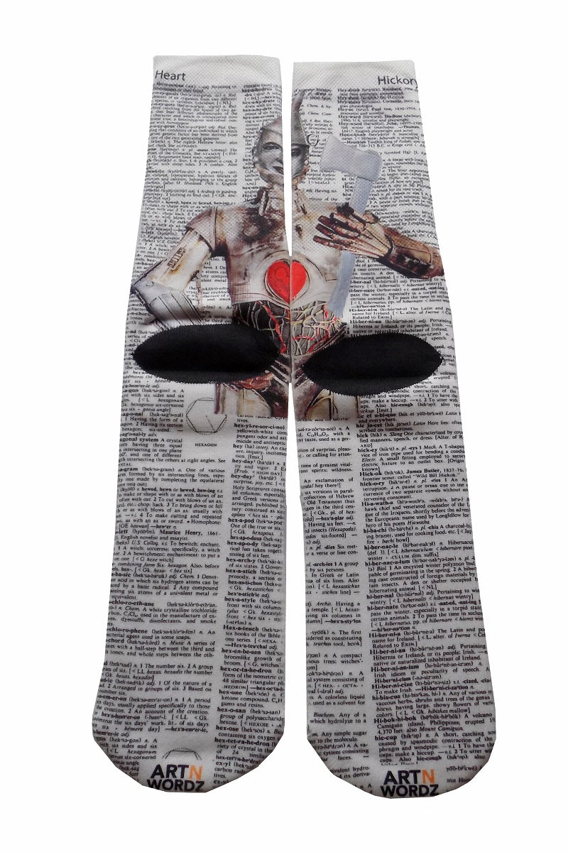 Wearable Tin-3PO Unisex Dictionary Art Socks