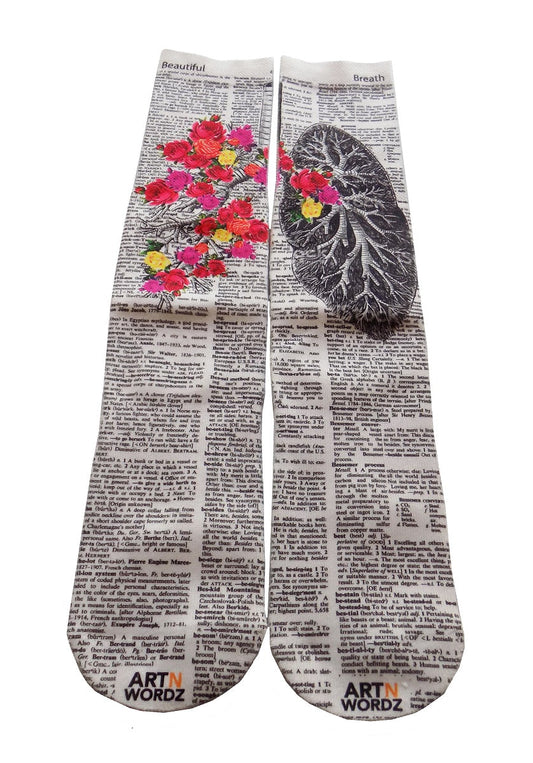 Wearable Flower Lungs Unisex Dictionary Art Socks
