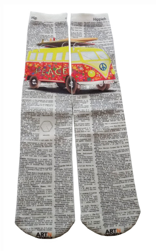 Wearable VW Van Kombi Unisex Dictionary Art Socks