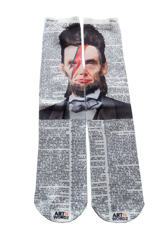 Wearable Ziggy Lincoln Unisex Dictionary Art Socks