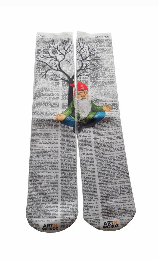 Wearable Gnomaste Gnome Unisex Dictionary Art Socks