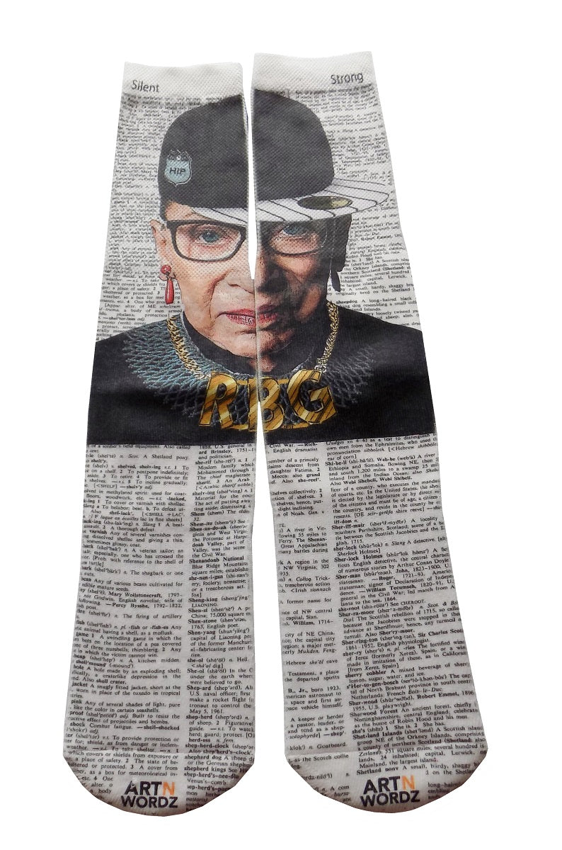 Wearable RBG Ruth Bader Ginsburg Unisex Dictionary Art Socks