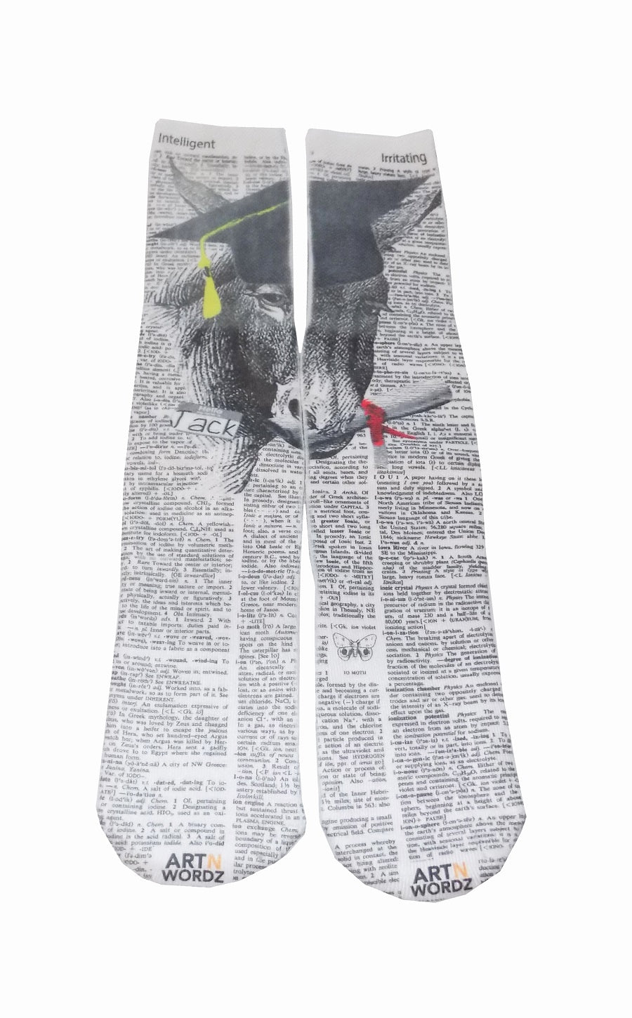 Wearable The Smart Ass Donkey Unisex Dictionary Art Socks