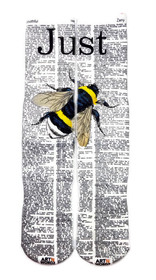 Wearable Just Bee Unisex Dictionary Art Socks