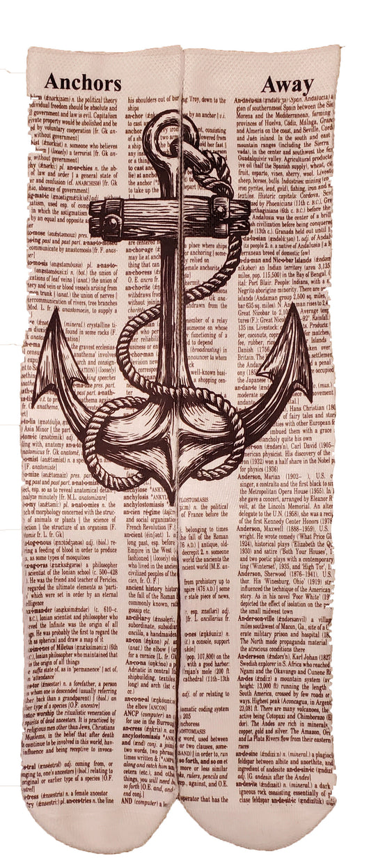 Anchors Away Unisex Dictionary Art Socks