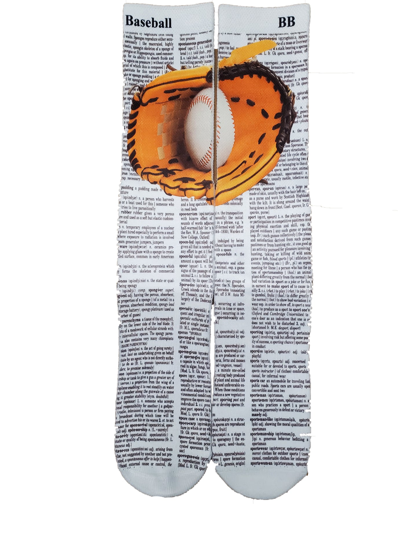 Baseball Glove Unisex Dictionary Art Socks
