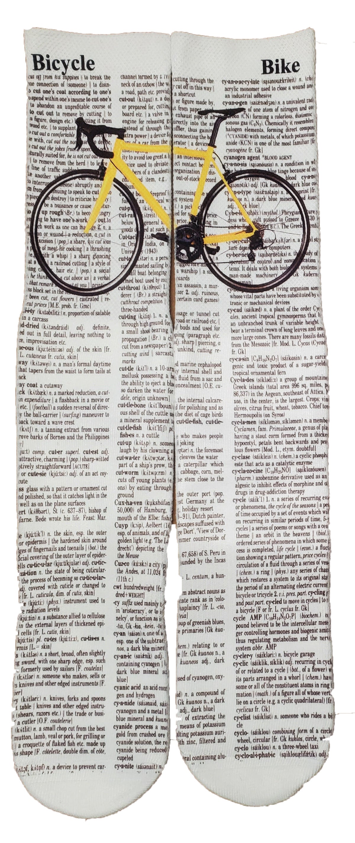 Bicycle Bike Unisex Dictionary Art Socks