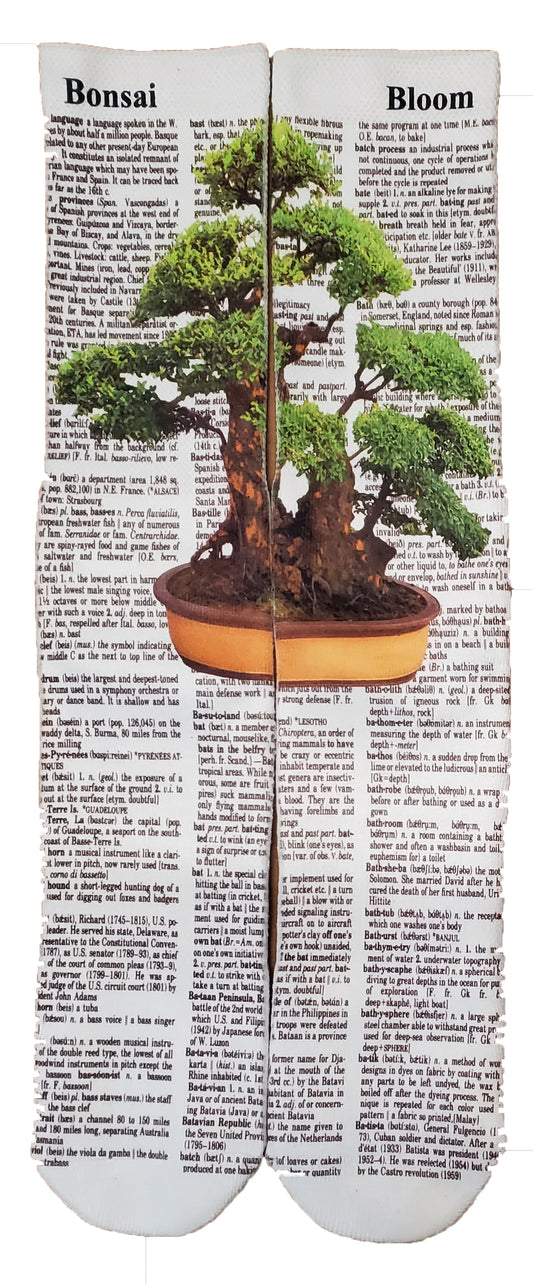 Blooming Bonsai Unisex Dictionary Art Socks