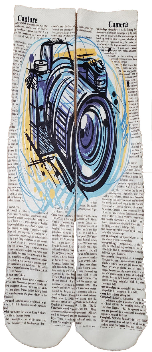 Capture Camera Unisex Dictionary Art Socks