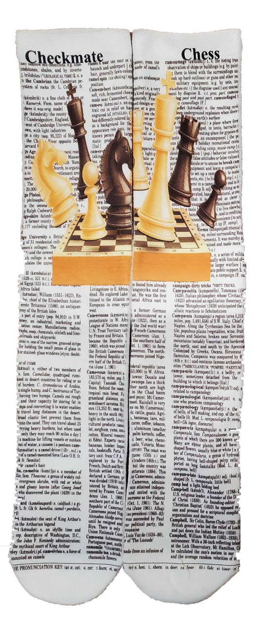 Checkmate Chess Unisex Dictionary Art Socks