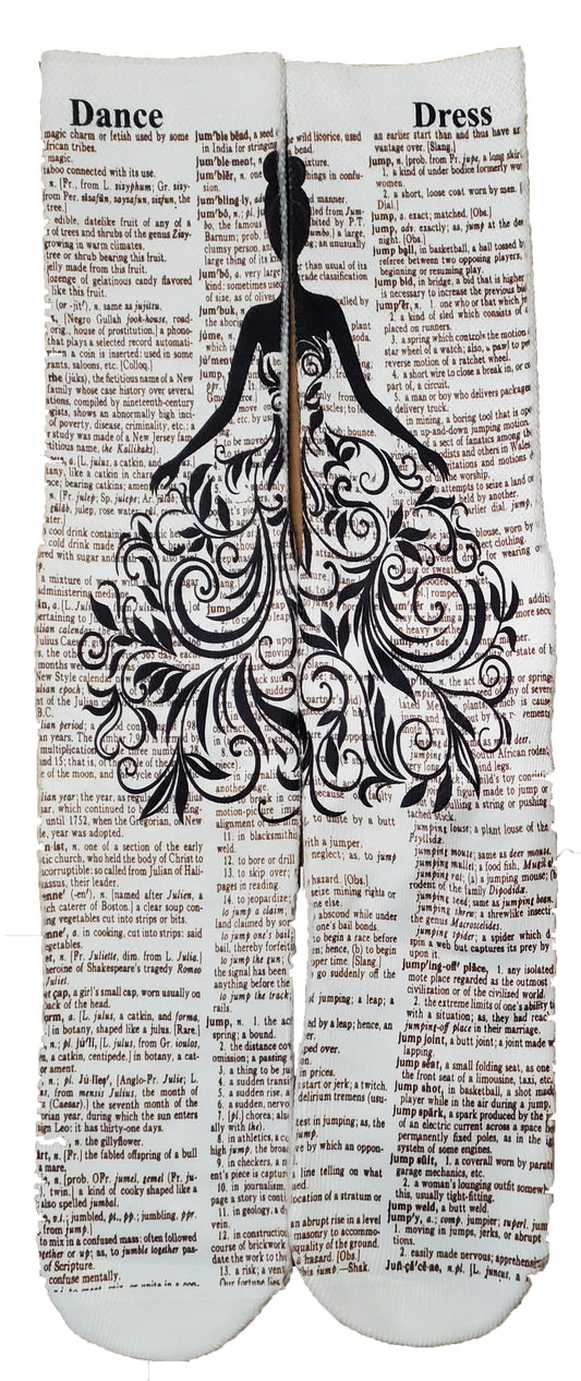 Dance Dress Unisex Dictionary Art Socks