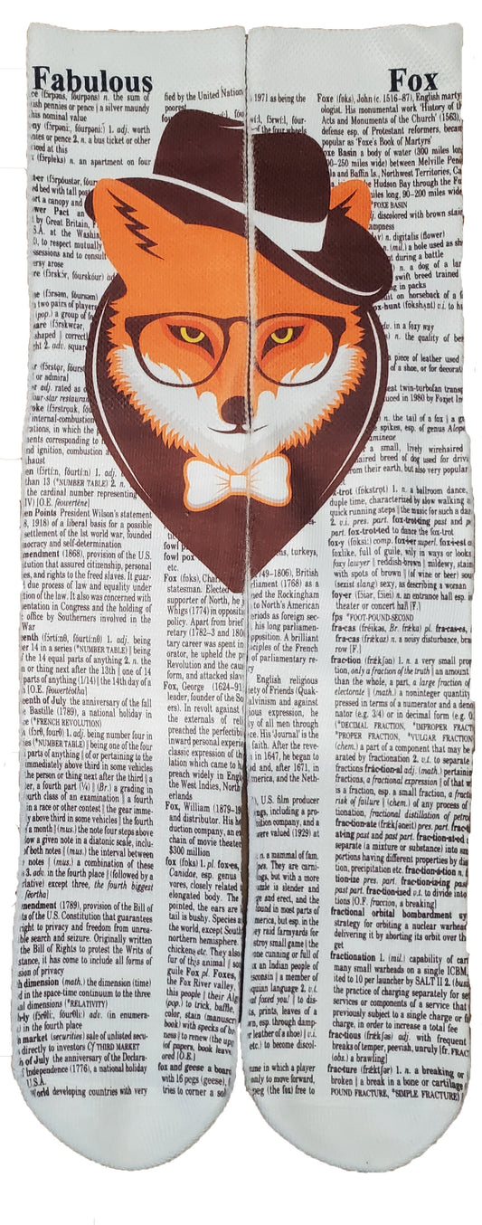 Fox Unisex Dictionary Art Socks